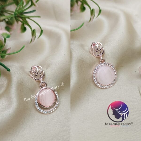 Trendy Korean Rose Gold Galaxy Peach Pearl Drop earrings - Image 2