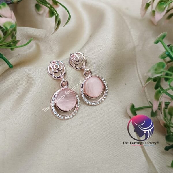 Trendy Korean Rose Gold Galaxy Peach Pearl Drop earrings - Image 4