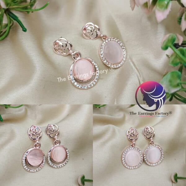 Trendy Korean Rose Gold Galaxy Peach Pearl Drop earrings