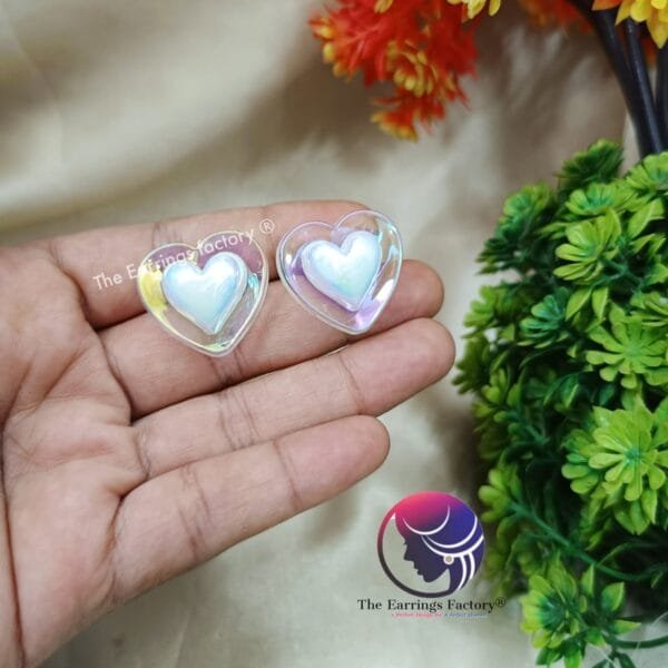Trendy Transparent Glitter Heart Shape Fancy Studs - Image 3