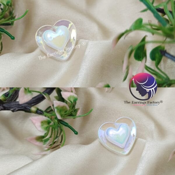 Trendy Transparent Glitter Heart Shape Fancy Studs - Image 2