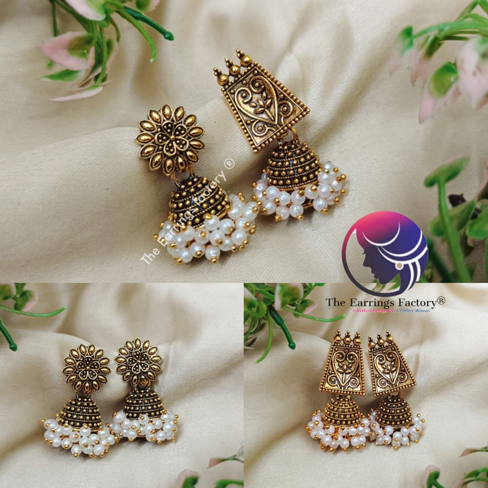 Trending Pearl Beads Golden Jhumka