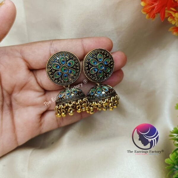 Classic Golden Peacock Jhumka - Image 3