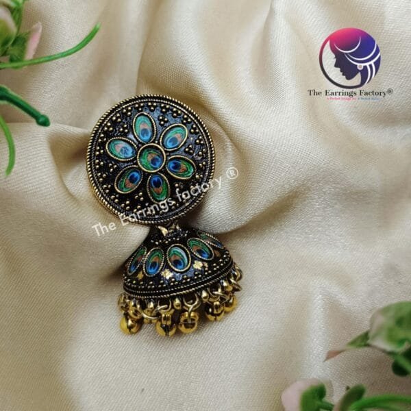 Classic Golden Peacock Jhumka - Image 2