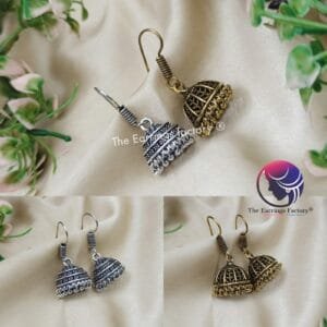 Antique Silver | Golden HooK Jhumka