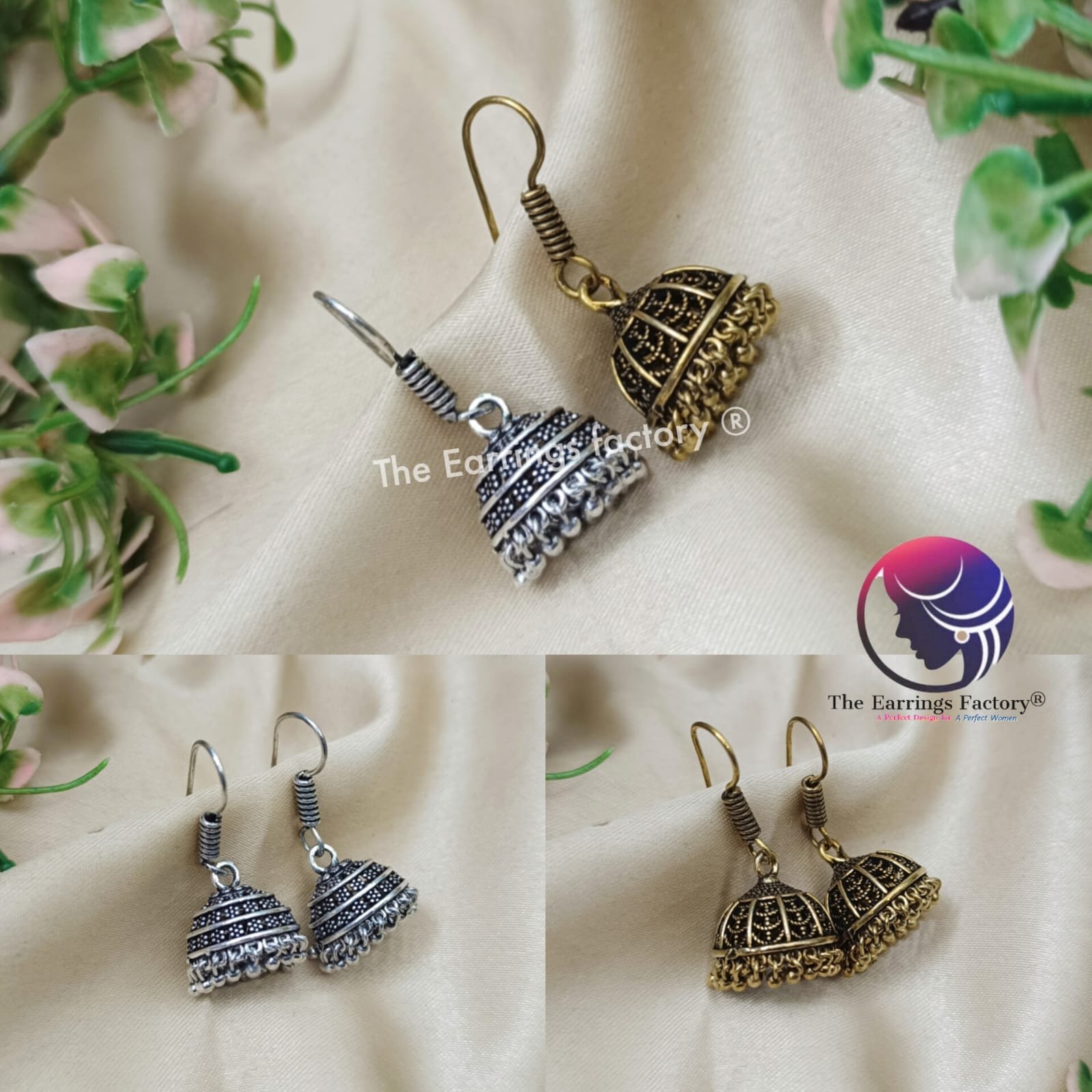 Antique Silver | Golden HooK Jhumka