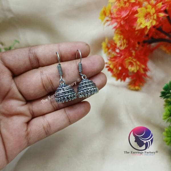 Antique Silver | Golden HooK Jhumka - Image 4