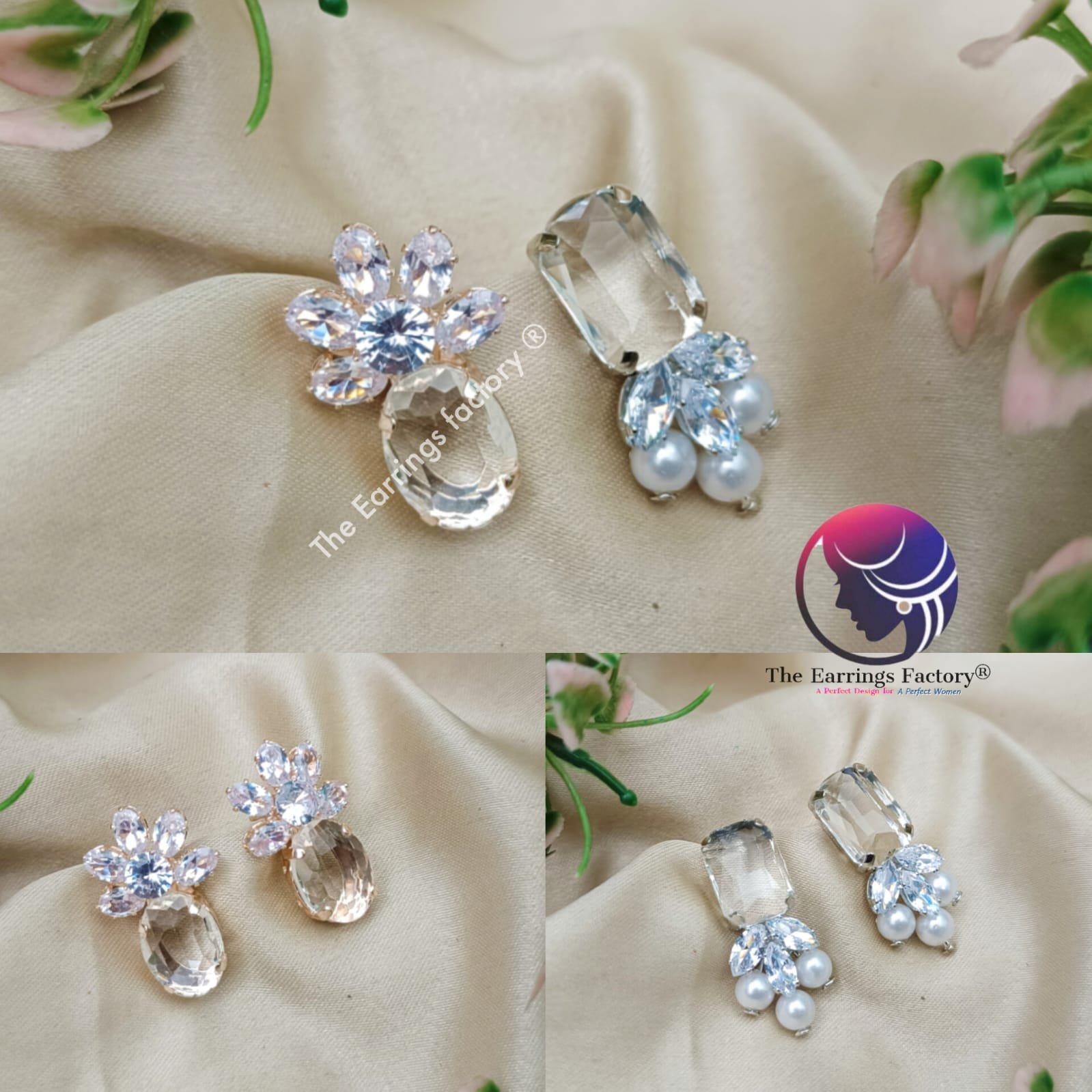 Western Premium  Transparent Crystal Stone Studs