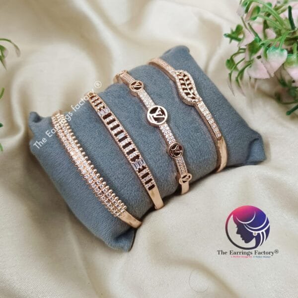 Stylish AD Stone Rose Gold Lock Type Bracelet