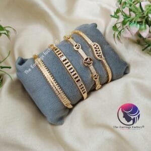 Stylish AD Stone Golden Lock Type  Bracelet