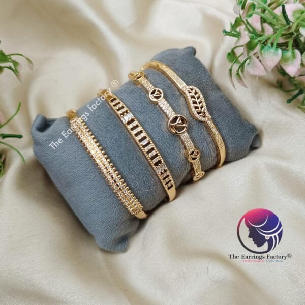 Stylish AD Stone Golden Lock Type  Bracelet
