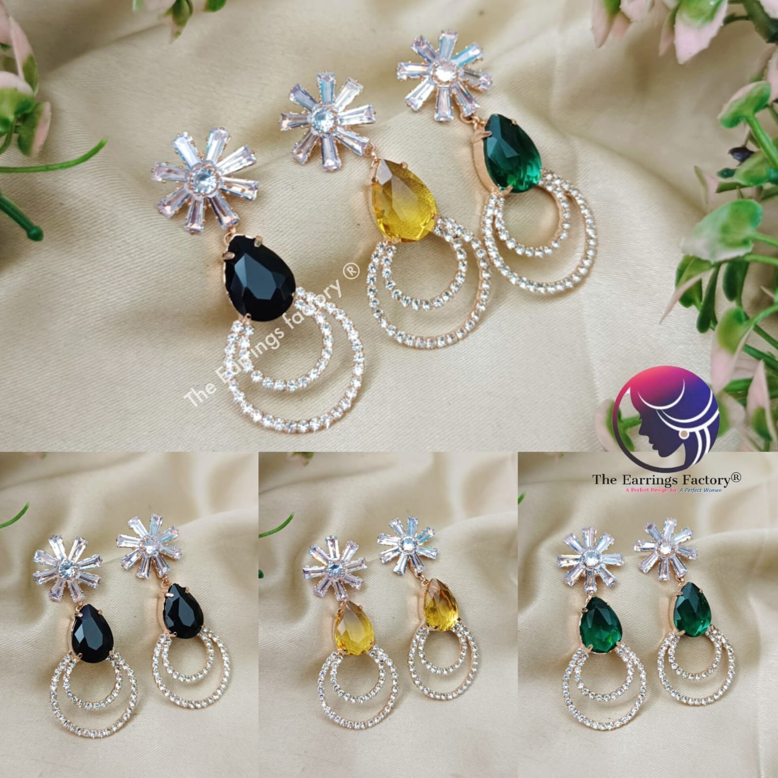 Premium AD Stone Rose Gold Fancy earrings