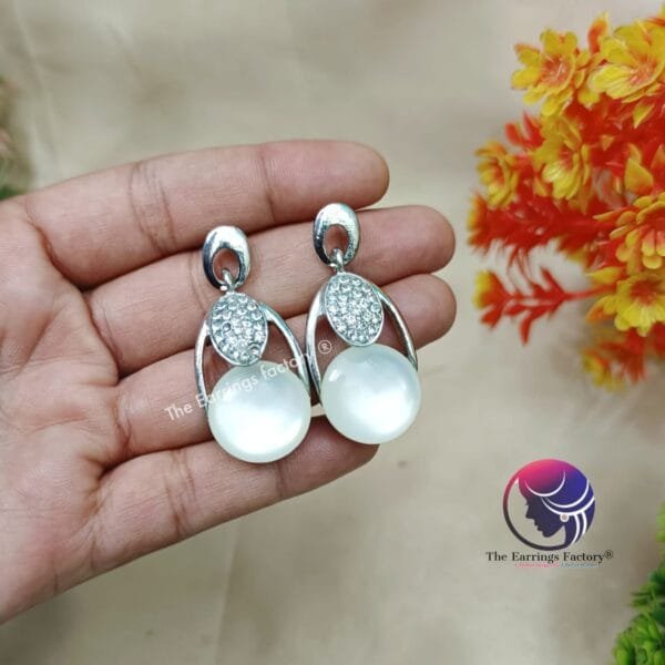 Premium Stylish Silver Moonstone Fancy Earrings - Image 2