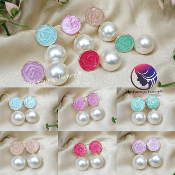 Western Golden Colourful Pearl Ball drop Fancy Earrings