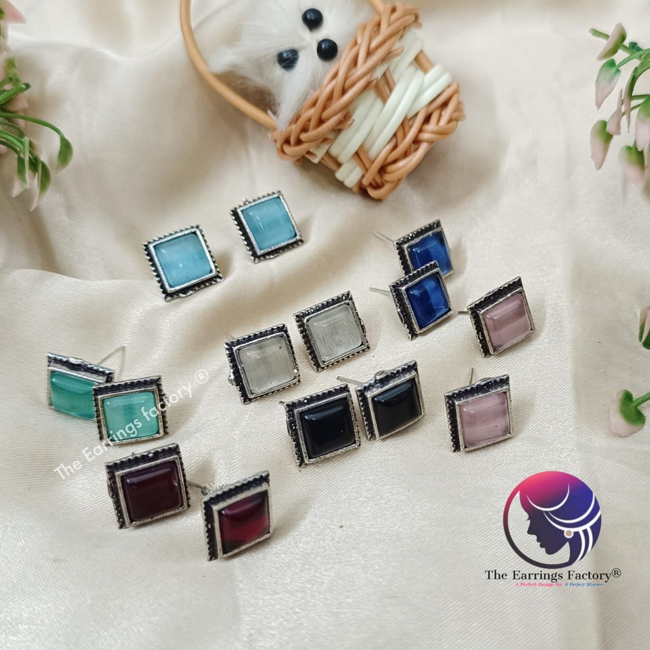 Trending Oxidized Silver Stone Studs