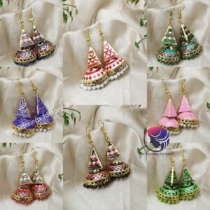 Trending Weightless Hand Painting Meenakari Hook Jhumka