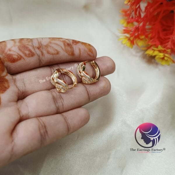 Daily Wear Ring Type Stone Stud Earrings - Image 3