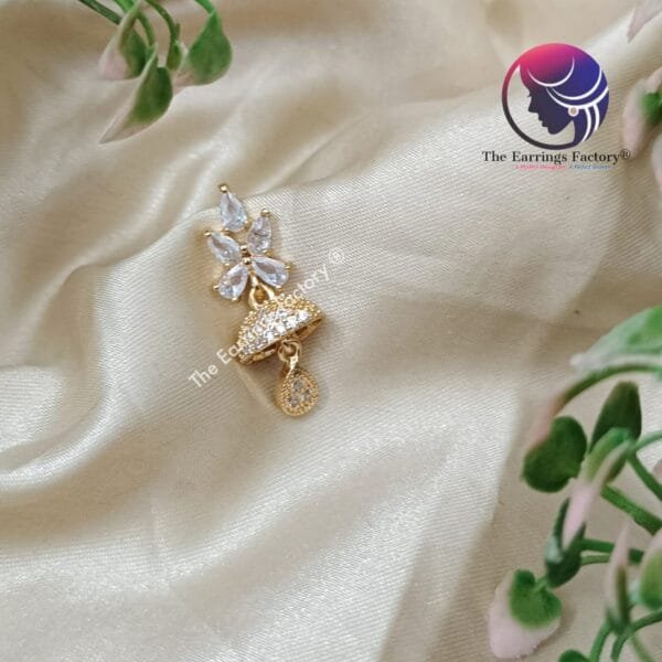 Traditional AD Stone Daily wear Golden Stone Jhumka - Image 2