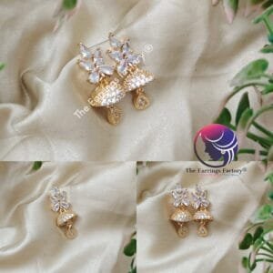 Traditional AD Stone Daily wear Golden Stone Jhumka
