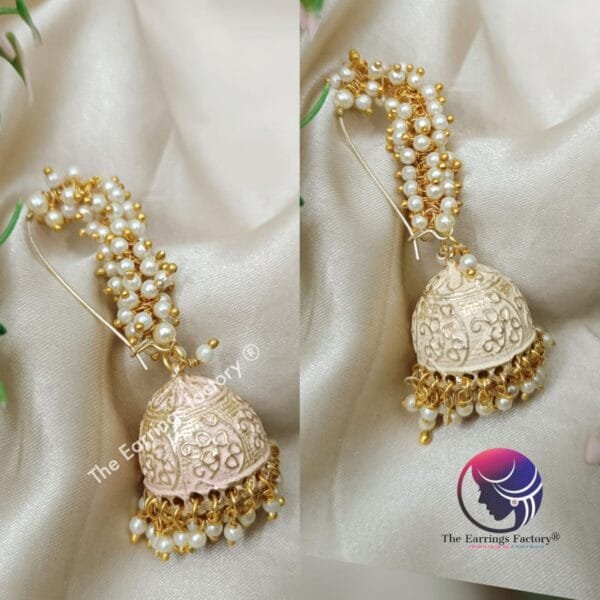 Trending Weightless Hand Painting Meenakari  Pearl Beads Hoop Bali Jhumka - Image 2