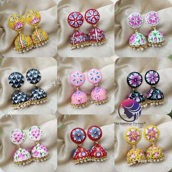 Premium Weightless Hand Painting Meenakari Jhumka - Image 2