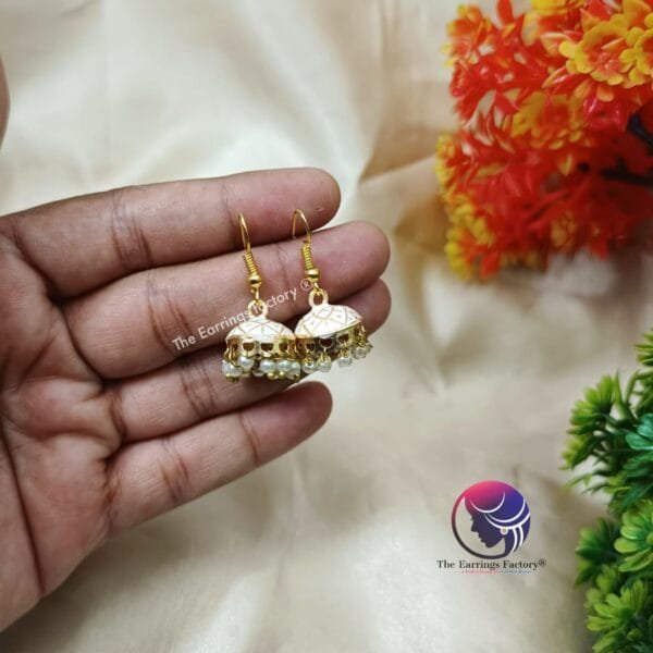 Trending Weightless Hand Painting Meenakari Hook Jhumka - Image 2