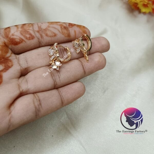 Daily Wear Ring Type Butterfly Stone Stud Earrings - Image 3