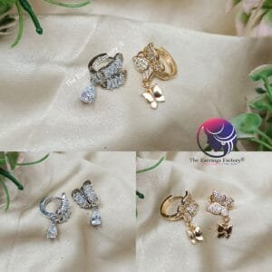 Daily Wear Ring Type Butterfly Stone Stud Earrings
