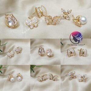 Traditional AD Stone Daily wear Golden Stone Small Studs