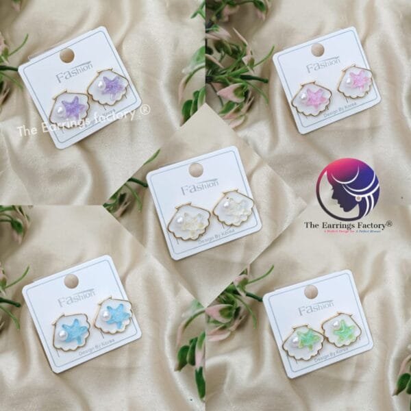 Trending Korean Golden Resin Star Shape Pearl Studs - Image 2