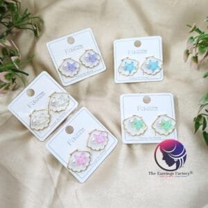 Trending Korean Golden Resin Star Shape Pearl Studs