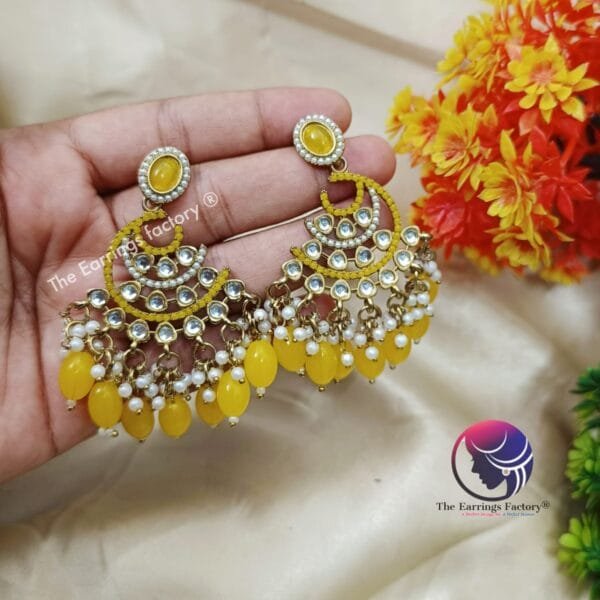 Weightless Kundan Pearl | wedding | Party wear Earrings - Image 3