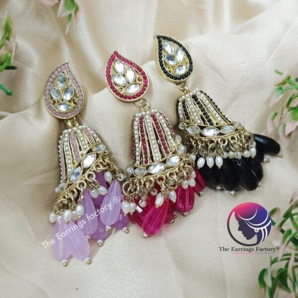 Kundan Pearl | wedding | Party wear Jhumka - Image 2