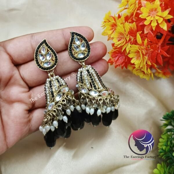 Kundan Pearl | wedding | Party wear Jhumka - Image 3