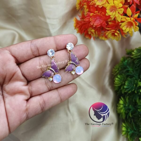 Western Golden Butterfly Drop Stone Earrings - Image 2