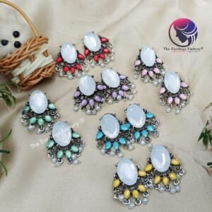 Trending Silver Stone Stud Earrings