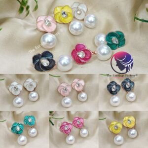 Western Rose Gold Floral Pearl Ball Drop Earrings