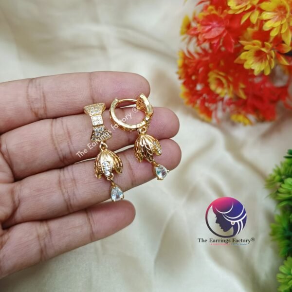 Daily Wear Ring Type Stone Jhumka - Image 3
