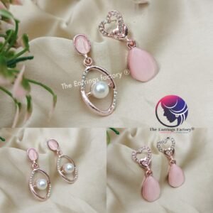 Trendy Korean Rose Gold Galaxy Peach Pearl Drop earrings
