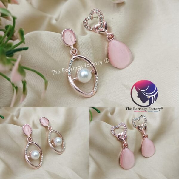 Trendy Korean Rose Gold Galaxy Peach Pearl Drop earrings