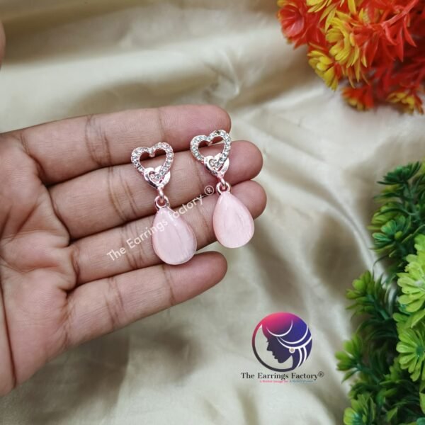 Trendy Korean Rose Gold Galaxy Peach Pearl Drop earrings - Image 3