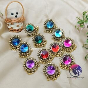 Traditional Golden Beads Crystal Stone Studs