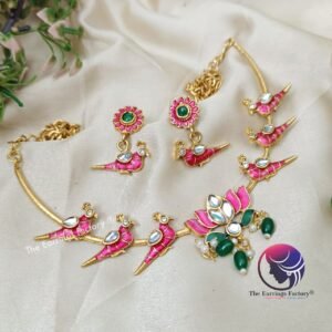 Antique Lotus | Bird Chocker Set With Earrings