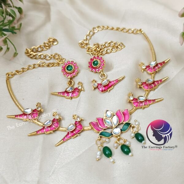 Antique Lotus | Bird Chocker Set With Earrings - Image 2