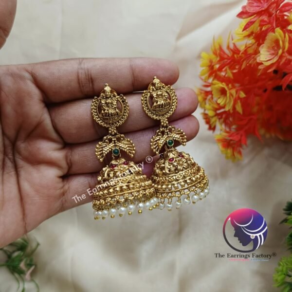 Traditional Antique Lakshmi Jhumka - Image 2