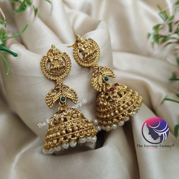 Traditional Antique Lakshmi Jhumka - Image 4