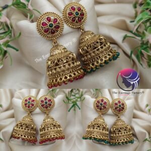 Traditional Antique Multi Stone Jhumka