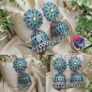 Traditional Silver Peacock Jhumka