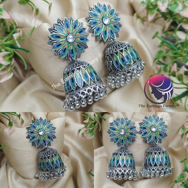 Traditional Silver Peacock Jhumka