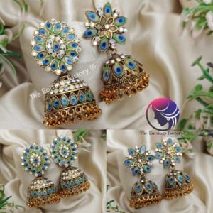 Traditional Golden Blinking Stone Peacock Jhumka